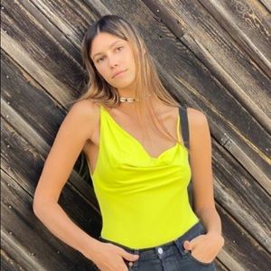 Out From Under Weekender Cowl Neck Bodysuit - Lime